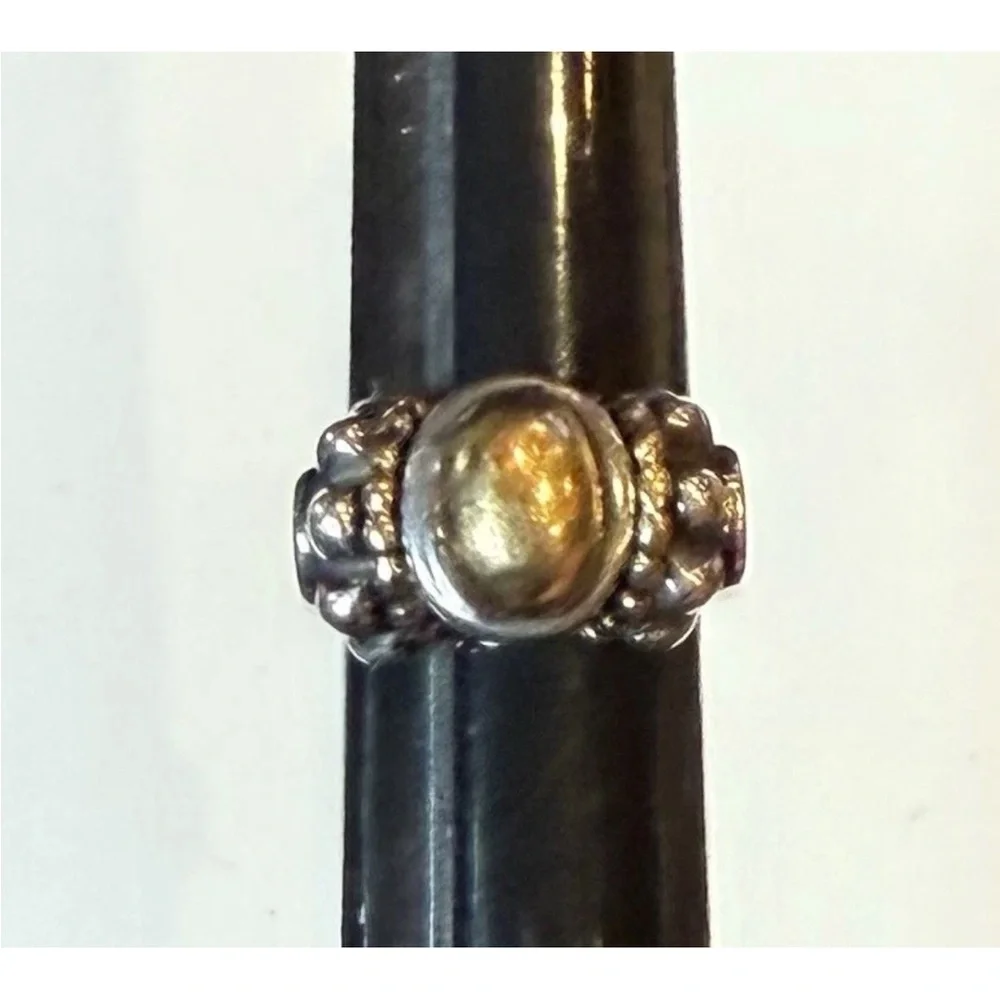 Vintage Lagos Caviar 18k Gold 750 .925 Sterling Silver Dome Ring Size 4.5